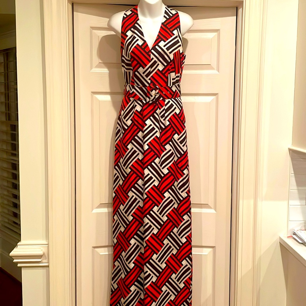Milly belted sleeveless silk maxi dress sz 0